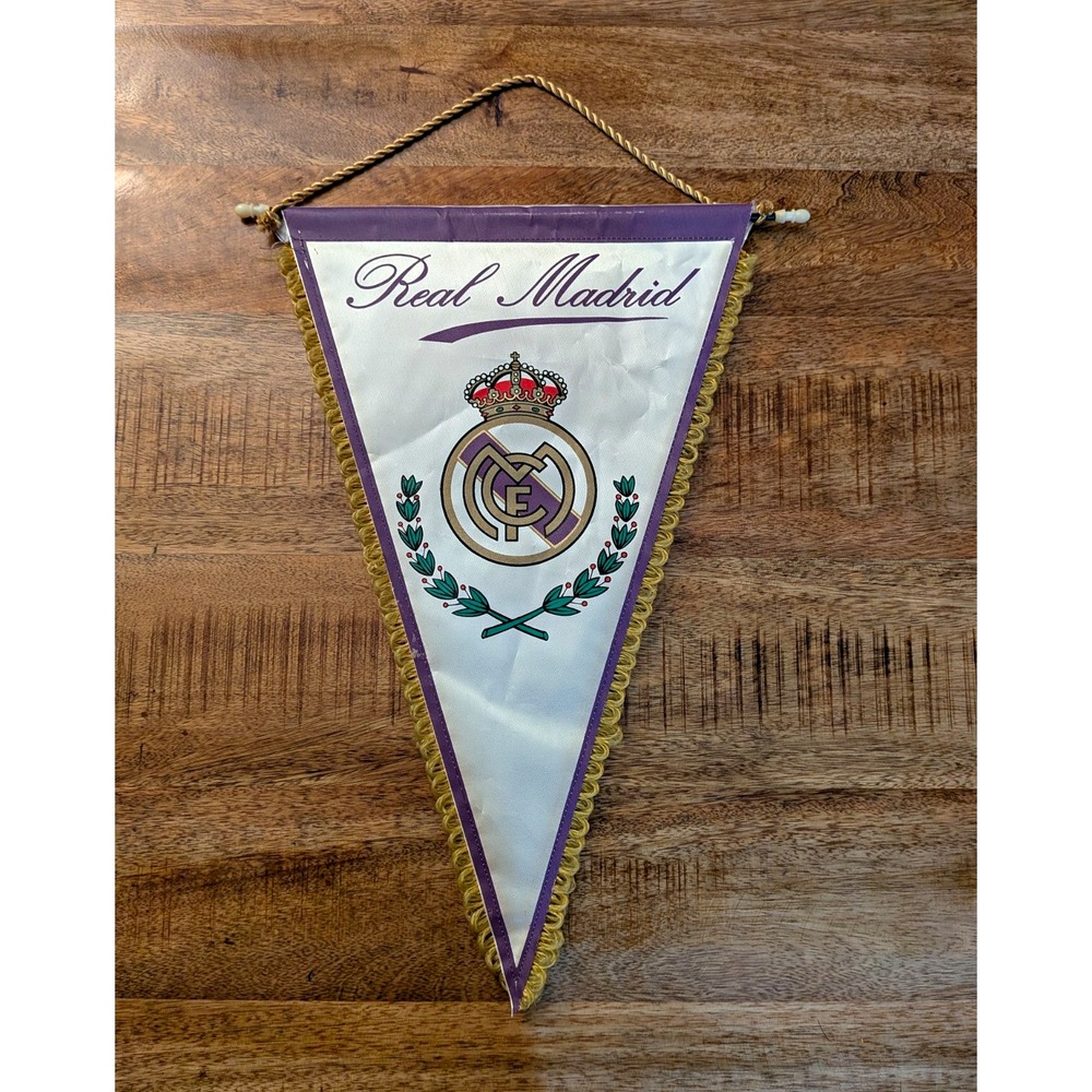 Vintage Real Madrid CF Football Pennant 1970s 1980s Banderin Soccer Flag Wimpel